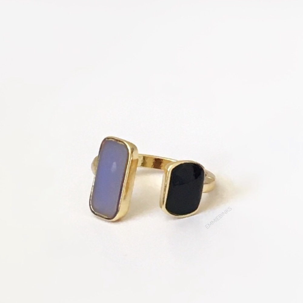 💥3for$28 New 2 Tone Art Deco Open Cuff Statement Ring Vertical Adjustable - Picture 2 of 8